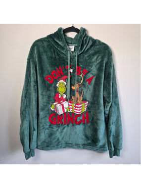 The Grinch Fleece Hoodie Oversized Green Sz XS